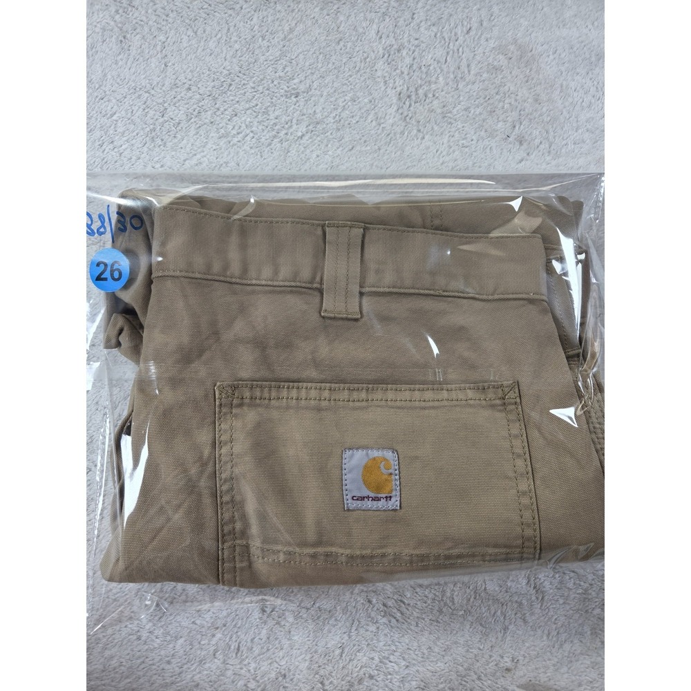 Carhartt Relaxed Fit Work Pants 38x30 Khaki Stretch Canvas Workwear Mens - Picture 14 of 14